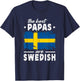 The Best Papas are Swedish Father's Day Sweden Flag T-Shirt - T-Shirt | Navy