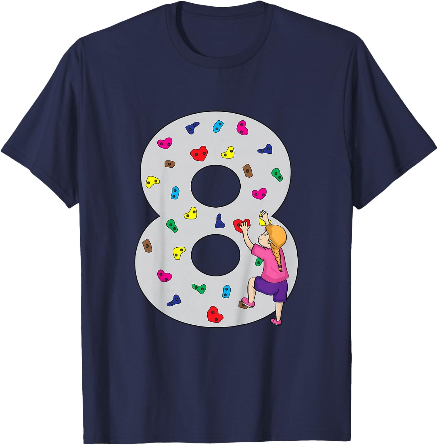8.Geburtstag Party Klettern Bouldern Kinder Geburtstag Girl T-Shirt - T-Shirt | Navy