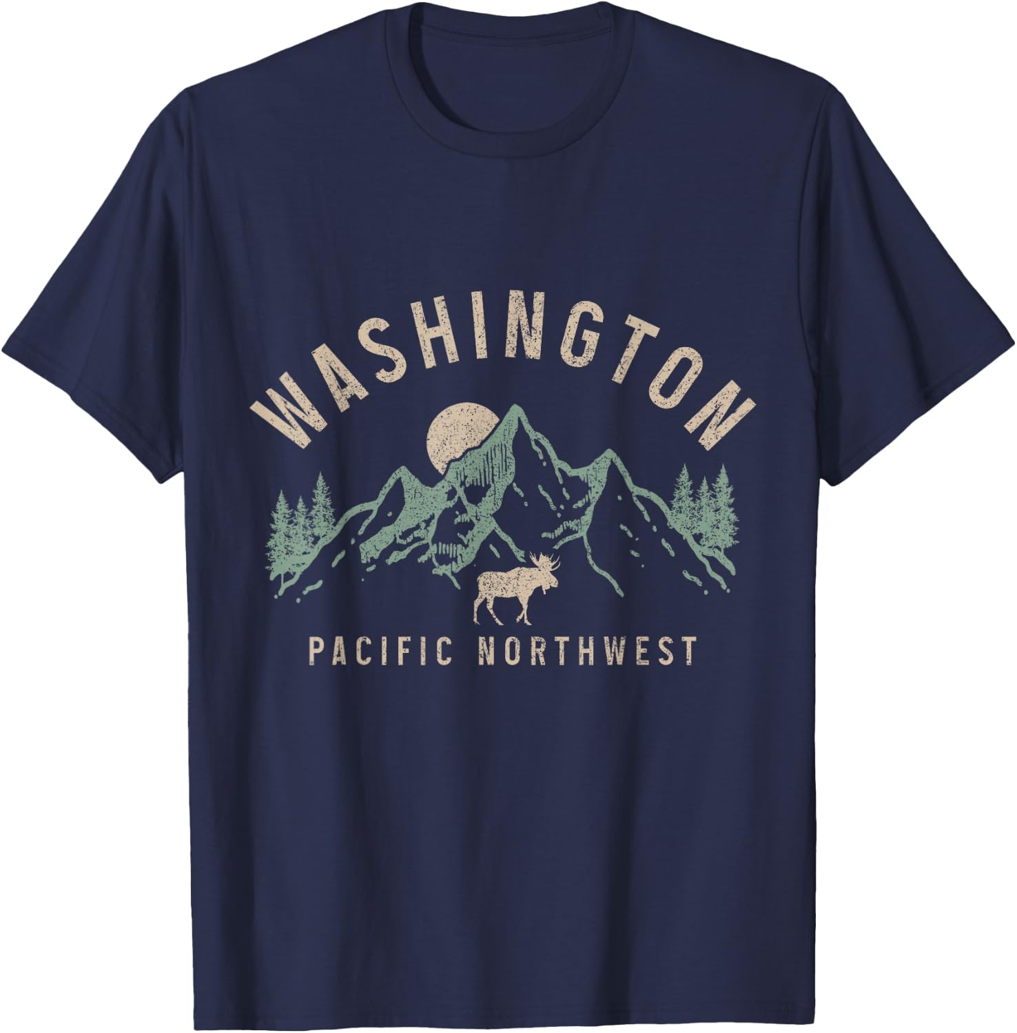 Washington PNW Moose Pacific Northwest Souvenir Pride T-Shirt - T-Shirt | Navy