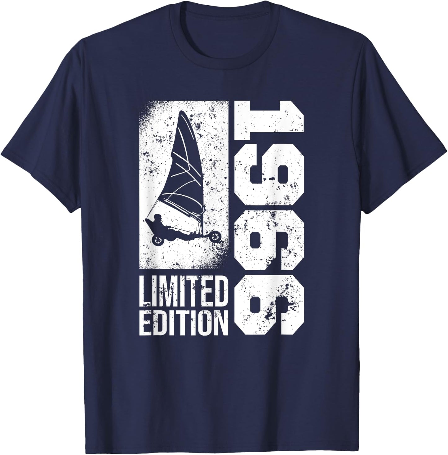 Vintage Beach Veil born in 1966 Birthday Sailing Tank , Black, S T-Shirt - T-Shirt | Navy