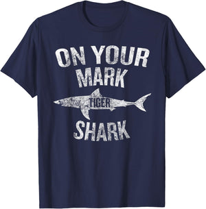 Summer Vacation Funny On Your Mark Tiger Shark T-Shirt - T-Shirt | Navy