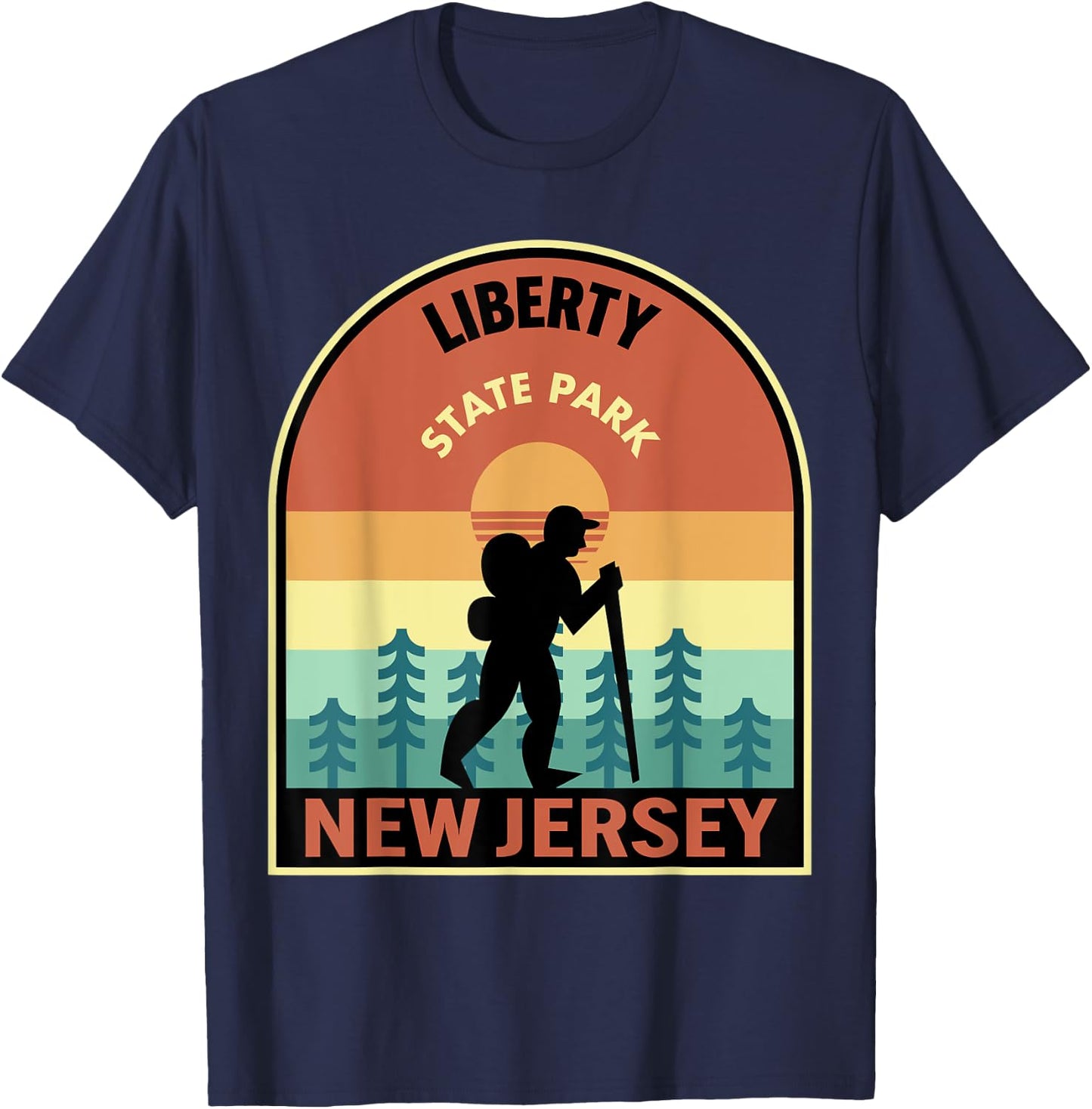 Liberty State Park NJ Retro T-Shirt - T-Shirt | Navy