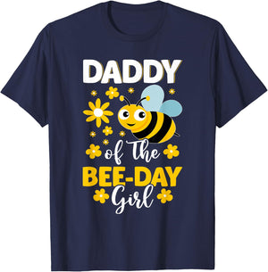 Daddy of the Bee Day Girl Bee Birthday Party Theme T-Shirt - T-Shirt | Navy