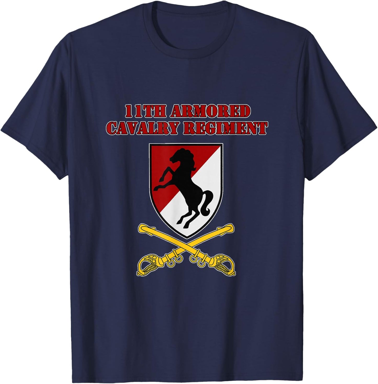 11th Armored Cav Regiment - 11th ACR vets Design on Front T-Shirt - T-Shirt | Navy