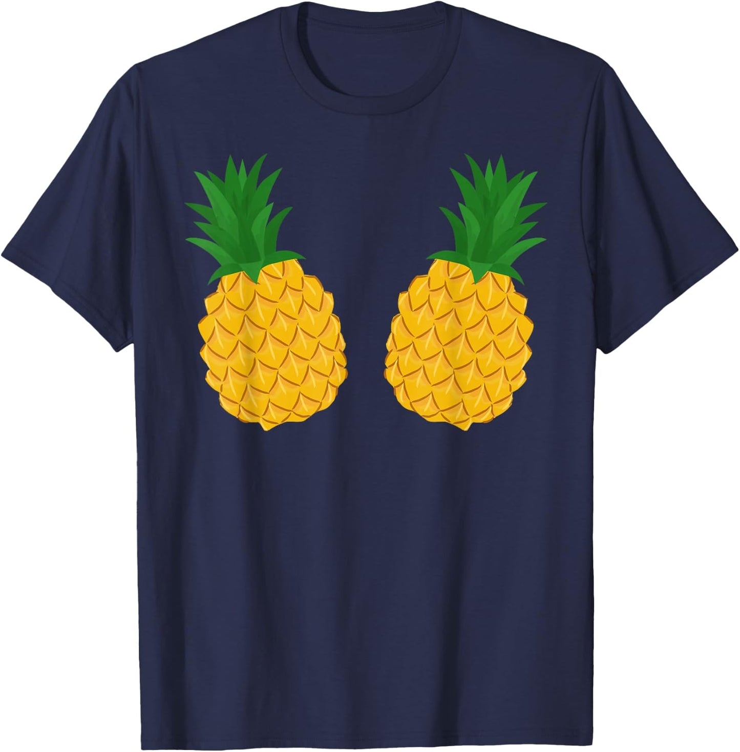 Pineapple Bra Funny Hawaiian Bikini , black, S T-Shirt - T-Shirt | Navy