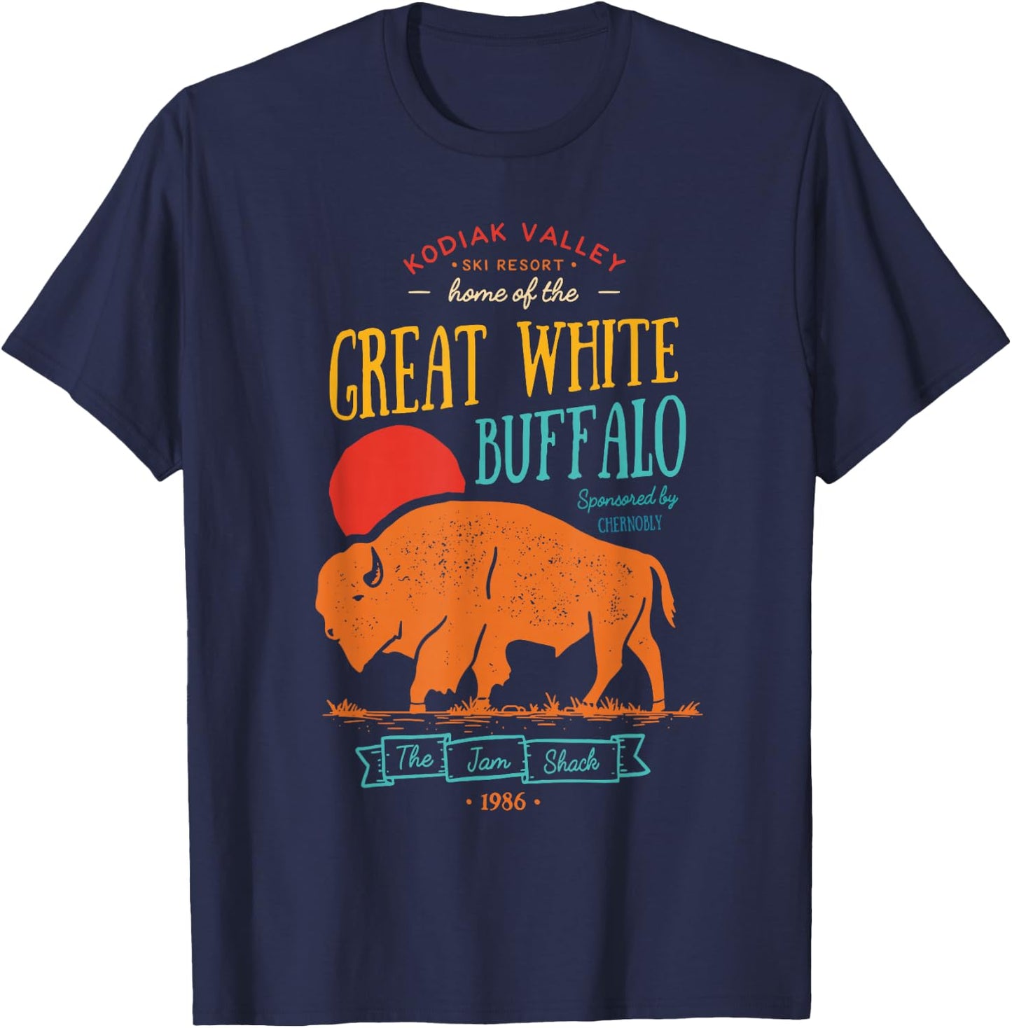 Kodiak Valley Ski Resort Home Of The Great White Buffalo T-Shirt - T-Shirt | Navy