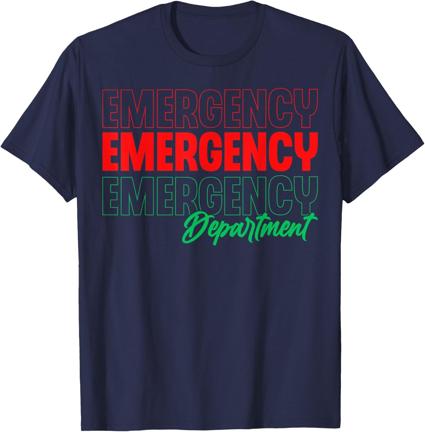Emergency Department Xmas Holiday ER Nurse Christmas T-Shirt - T-Shirt | Navy