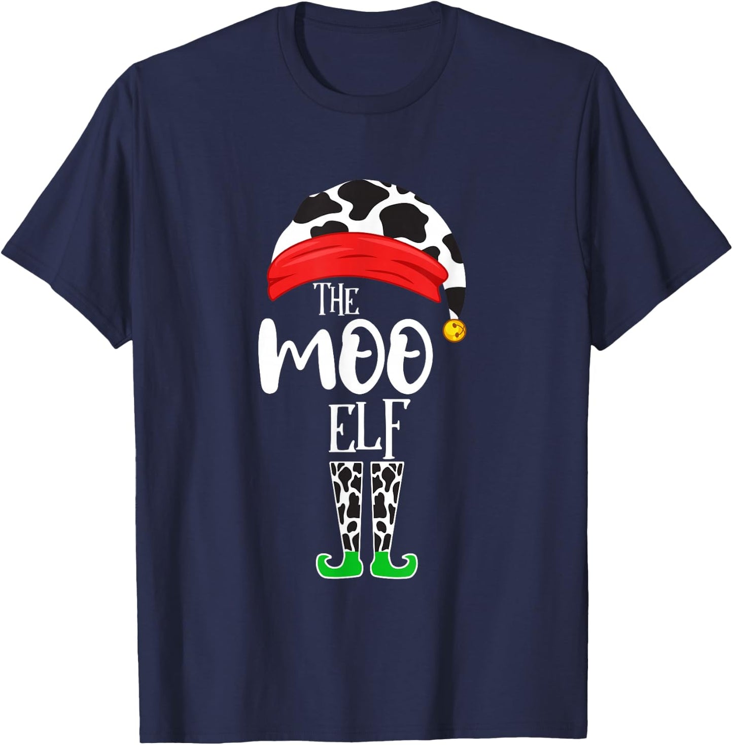 The Elf Moo Cow Funny Christmas Elf Family Matching T-Shirt - T-Shirt | Navy