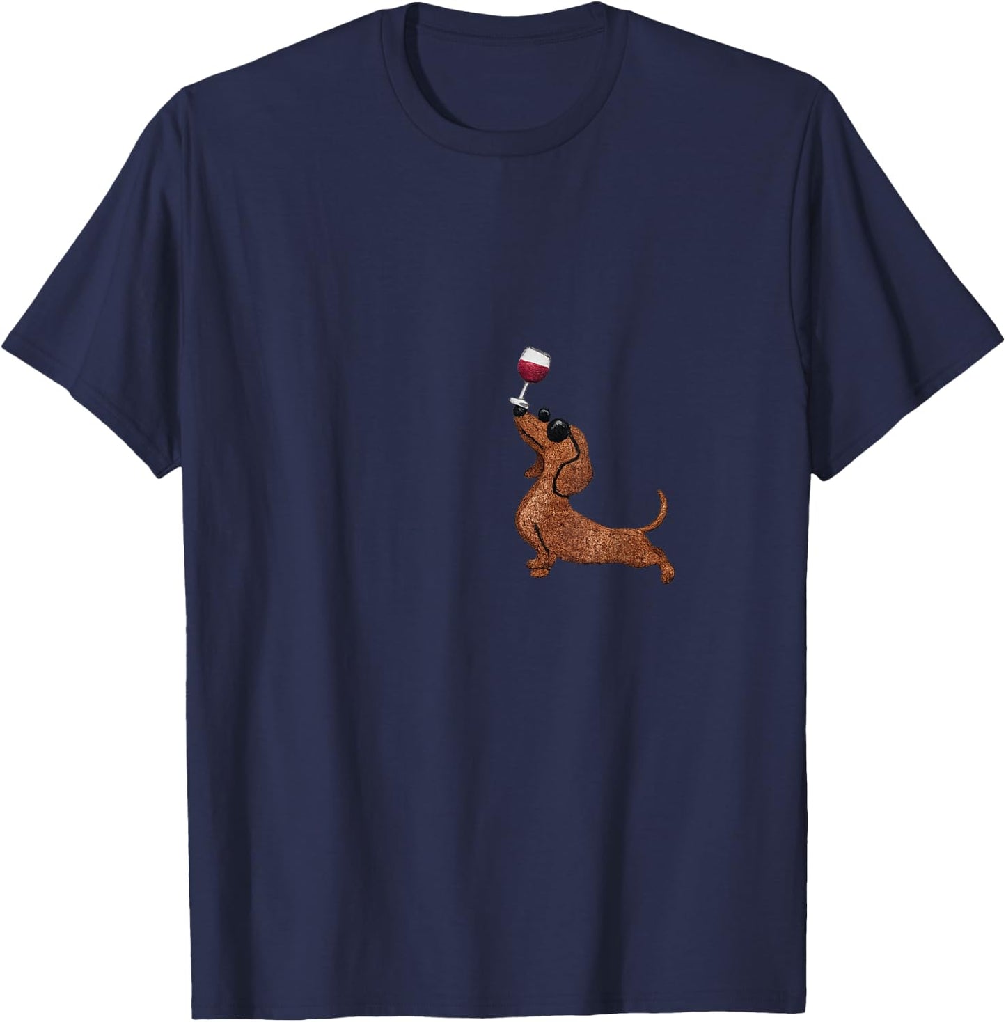 Lustiges Dackel Wein Motiv T-Shirt - T-Shirt | Navy