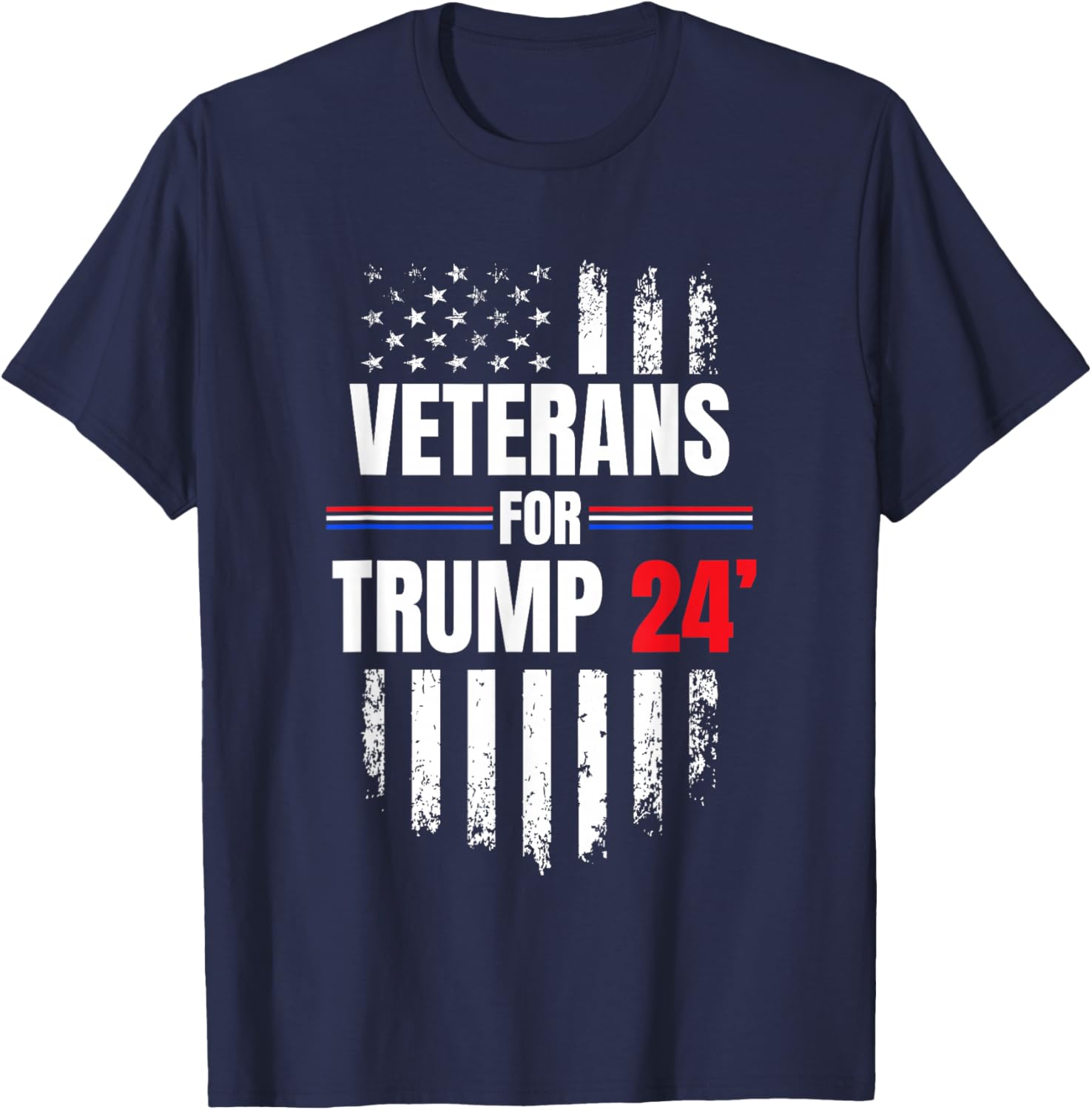 Veterans For Trump 2024 American Flag T-Shirt - T-Shirt | Navy