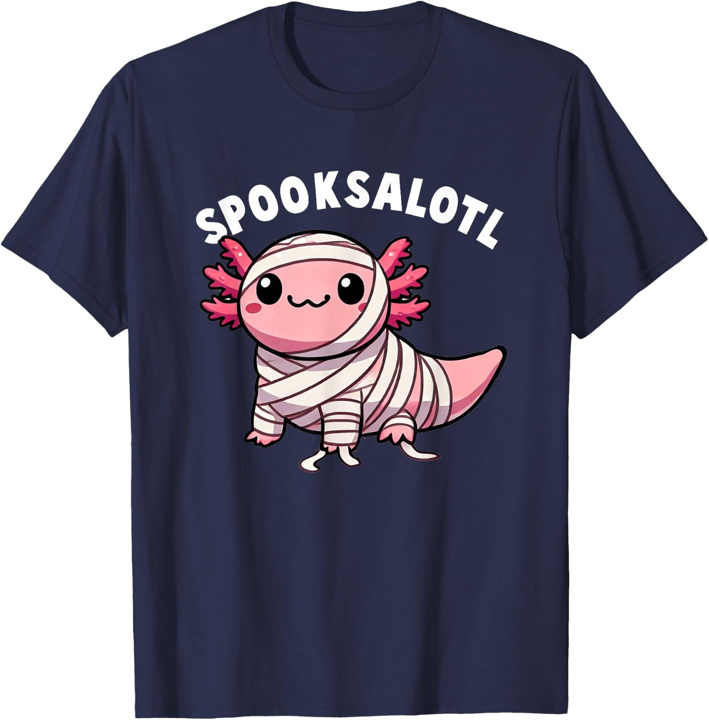 Halloween Axolotl Spooksalotl Funny Axolotl Kids Women Men T-Shirt - T-Shirt | Navy