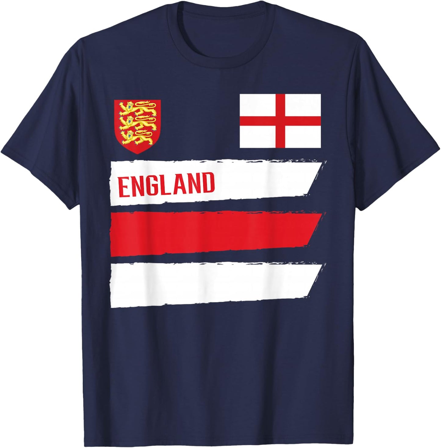 England Flag English Football Soccer Fan Men Women Kids T-Shirt - T-Shirt | Navy