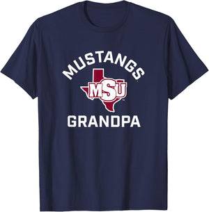 Midwestern State University Mustangs Arched Grandpa T-Shirt - T-Shirt | Navy