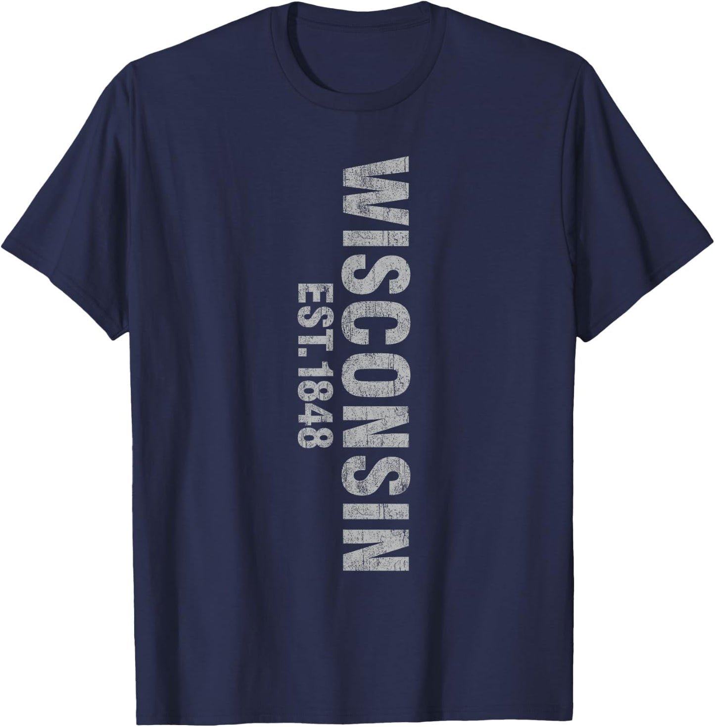 Wisconsin state patriotic American USA distressed design Women Kids Men T-Shirt - T-Shirt | Navy