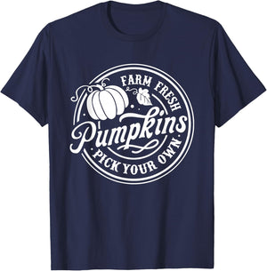 Farm Fresh Pumpkin Pick Your Own Halloween Fall Thanksgiving T-Shirt - T-Shirt | Navy