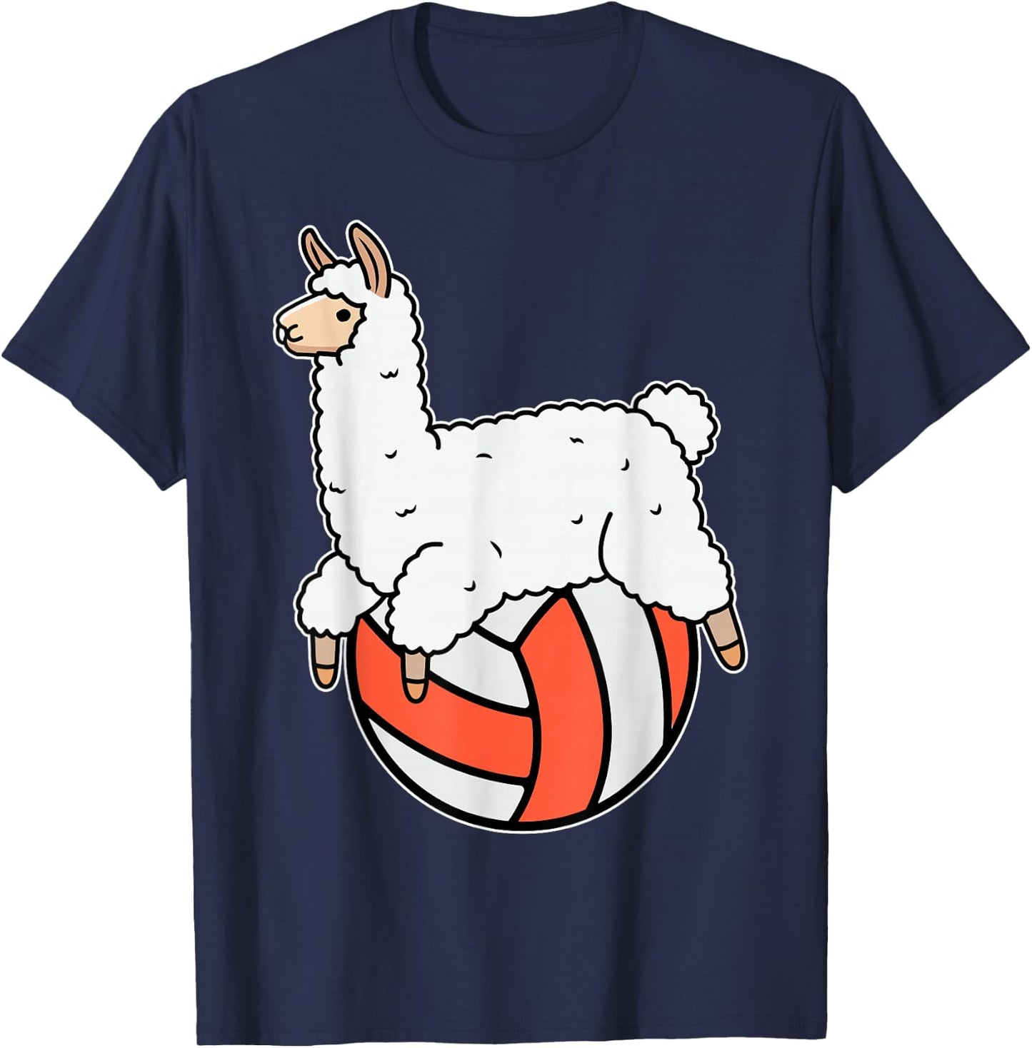Volleyball Llama Laying and Chilling on Volley Ball T-Shirt - T-Shirt | Navy