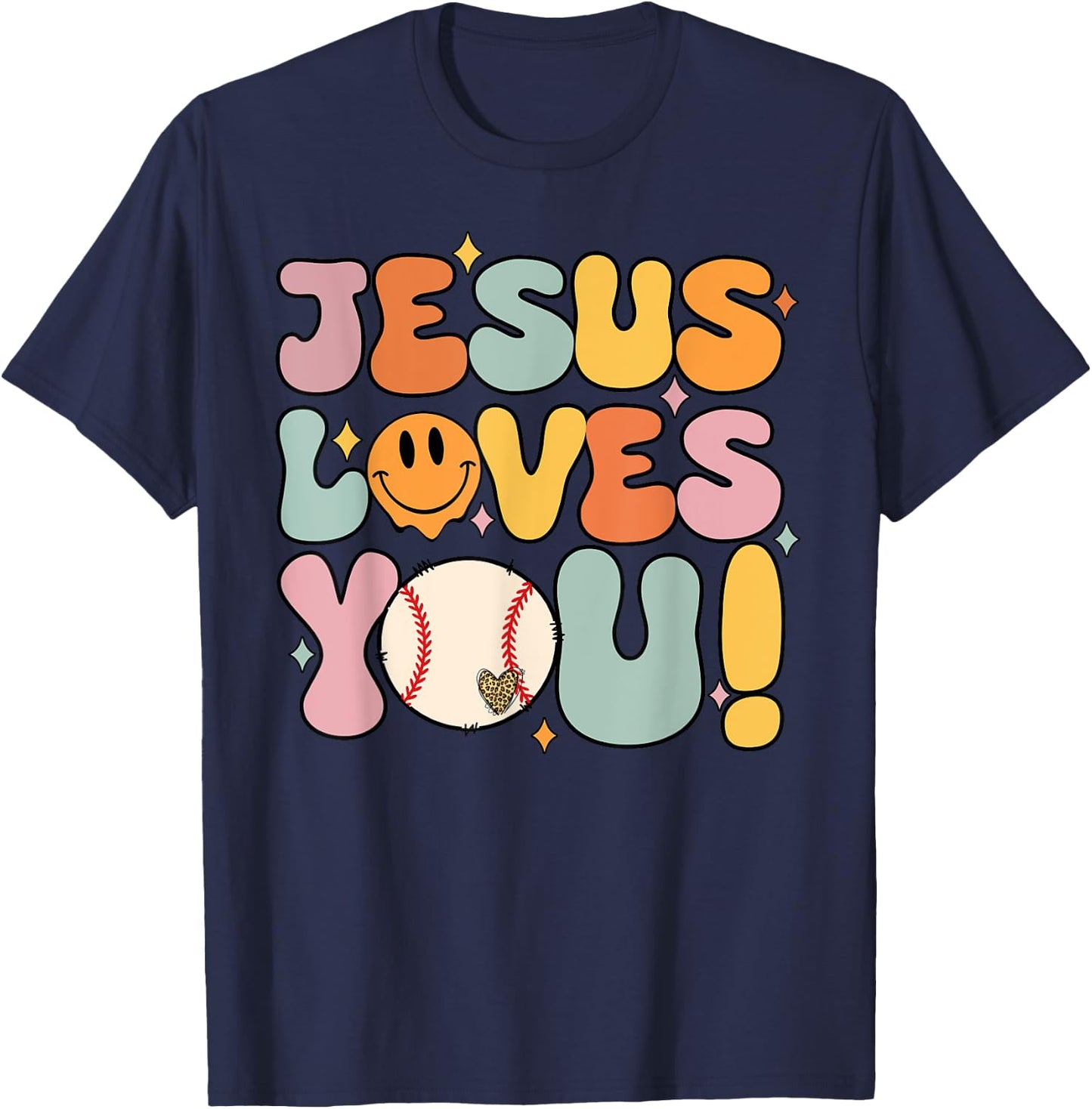 Christian-Shirt Jesus Loves You Baseball Softball Lover T-Shirt - T-Shirt | Navy