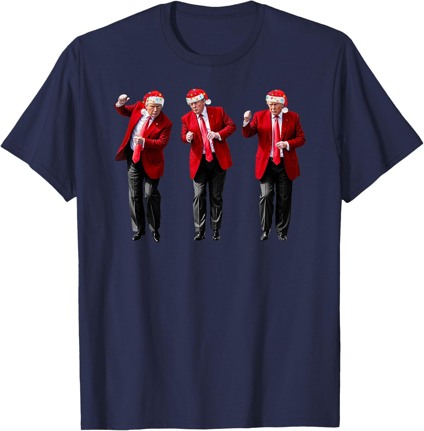 Christmas Donald Trump President 2024 Dancing Funny Santa T-Shirt - T-Shirt | Navy