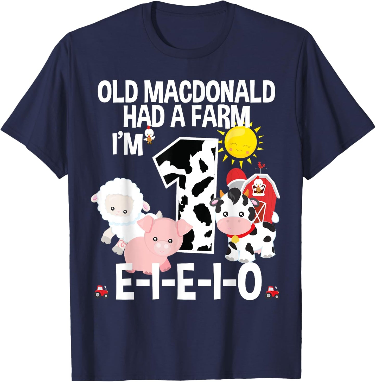 Toddler Kids Old MacDonald 1st Birthday Party Nursery Song T-Shirt - T-Shirt | Navy