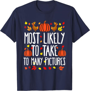Most Likely To Take Pictures Family Matching Thanksgiving T-Shirt - T-Shirt | Navy