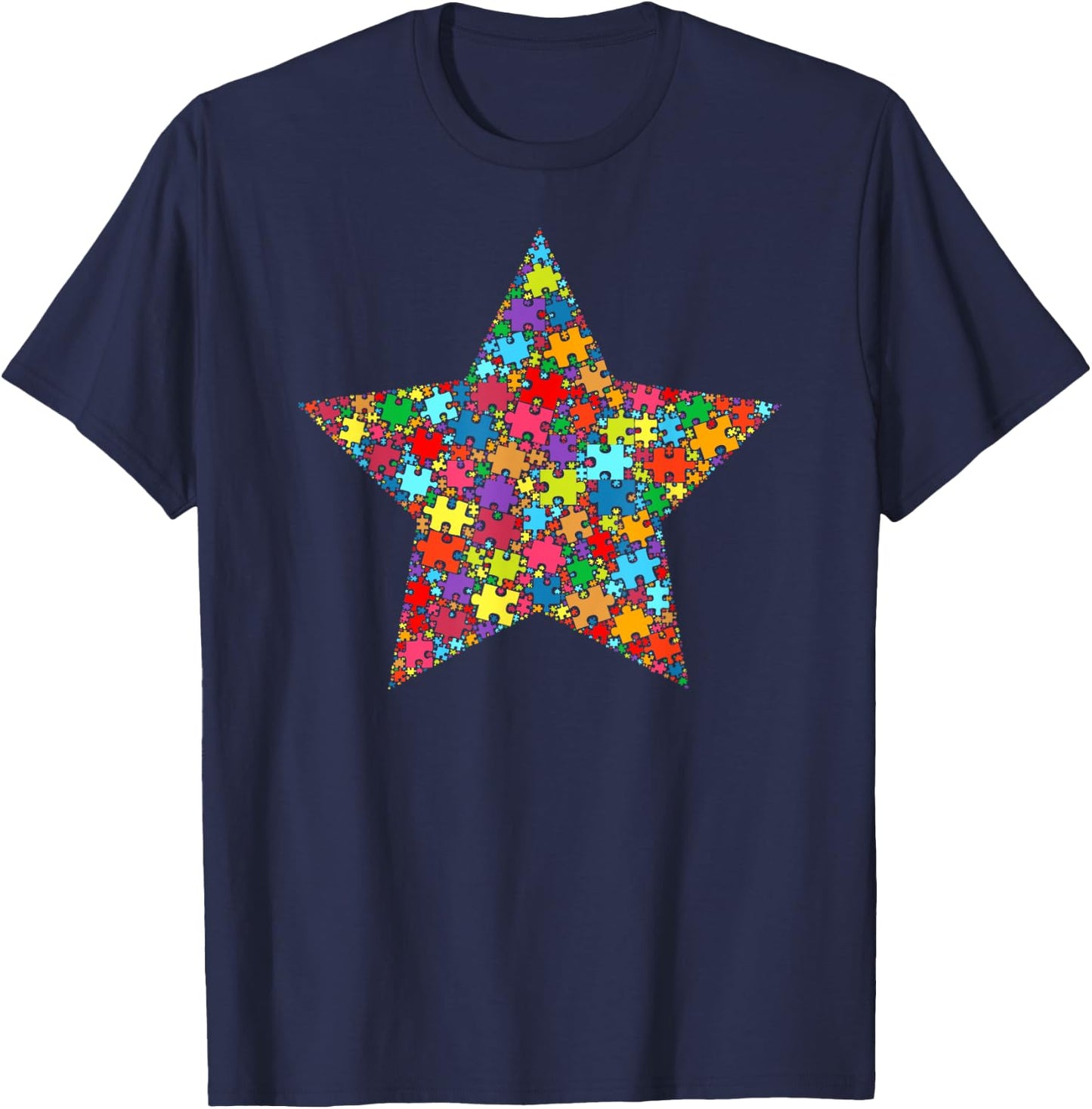 Star Shape Autism Puzzle Men Kids Autism Awareness T-Shirt - T-Shirt | Navy