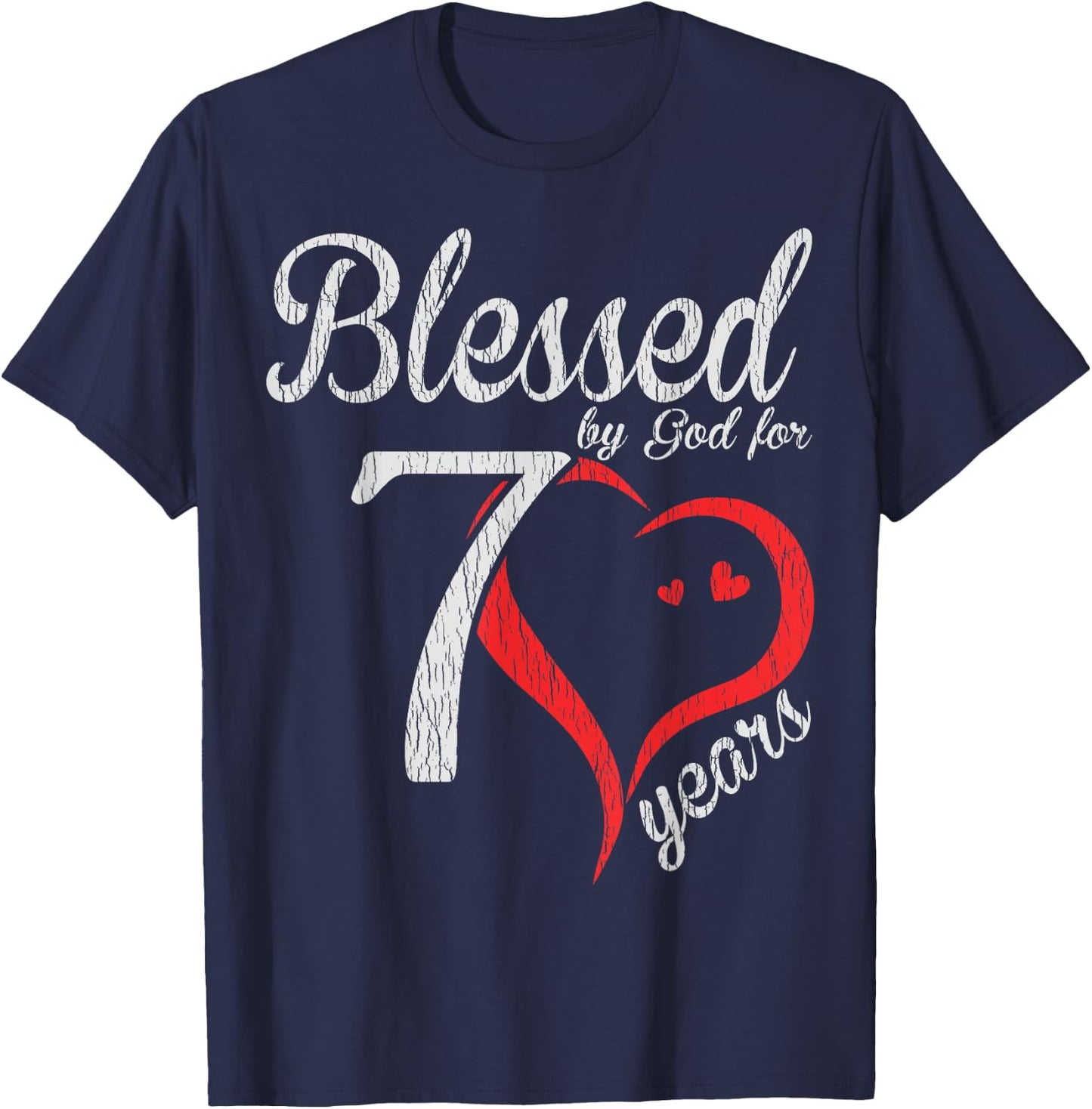Vintage 70th Birthday Blessed By God, Happy Birthday Gift T-Shirt - T-Shirt | Navy