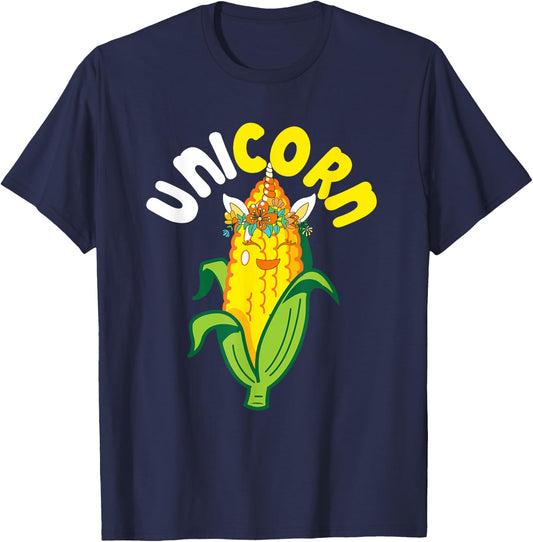 Unicorn Cute Corn Matching Farmer Vegan Lover Kids Toddler T-Shirt - T-Shirt | Navy