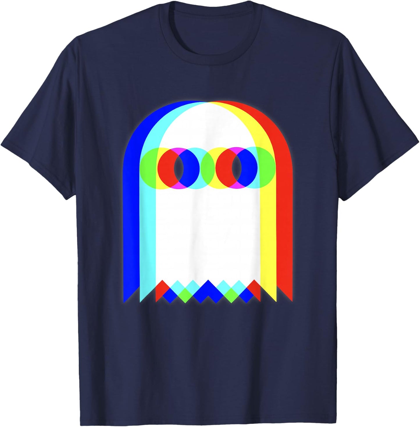 Vaporwave Ghost Retro Halloween Techno EDM Psychedelic , Black, S T-Shirt - T-Shirt | Navy