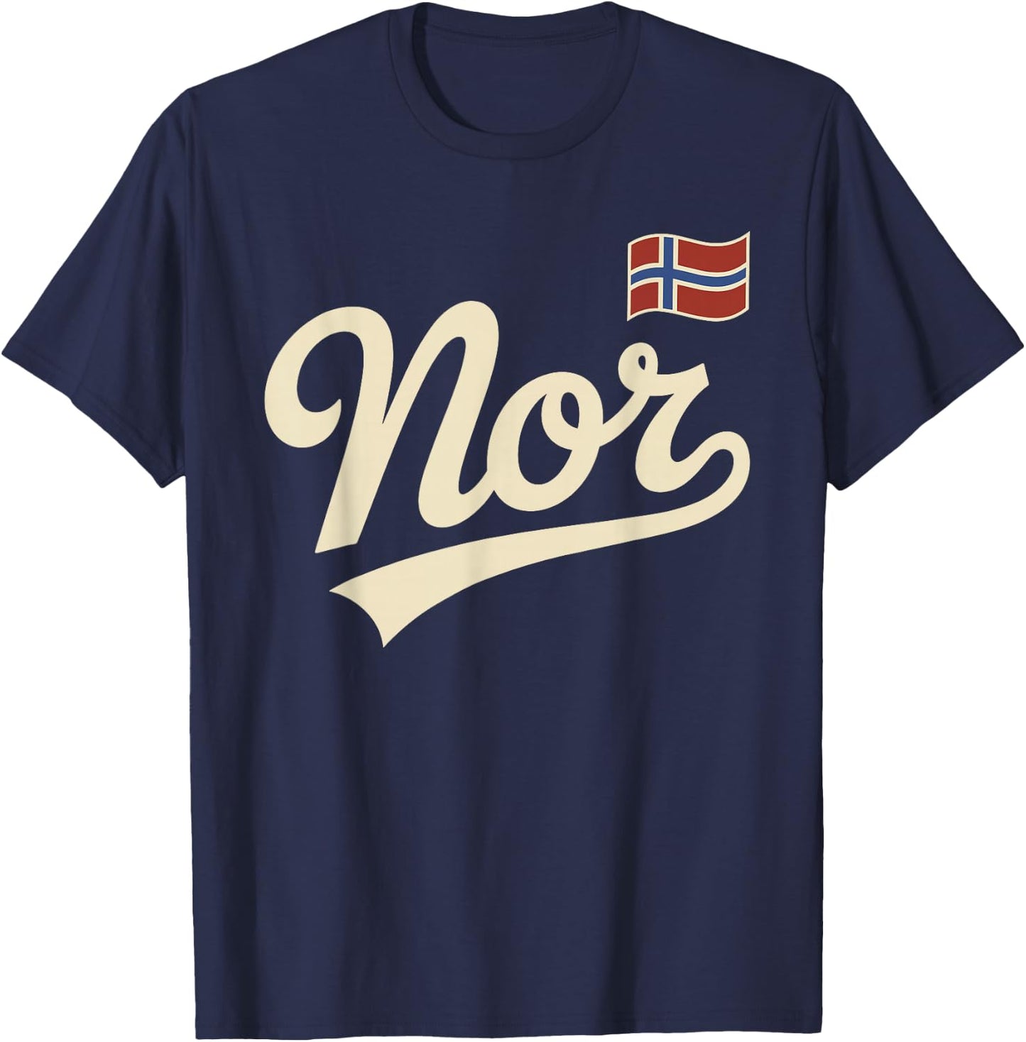 Norway Vintage Script Fan T-Shirt - T-Shirt | Navy