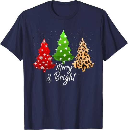Merry and bright christmas family pajamas matching men women T-Shirt - T-Shirt | Navy