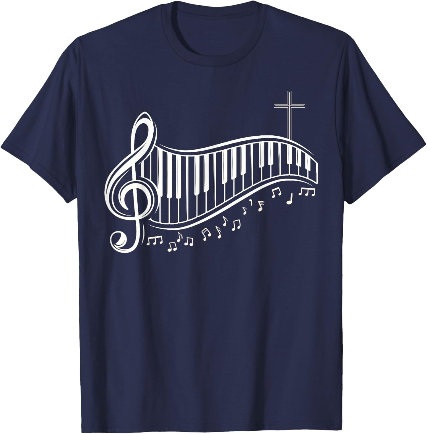 Christian Worship Music Choir Piano Pianist Piano Player T-Shirt - T-Shirt | Navy