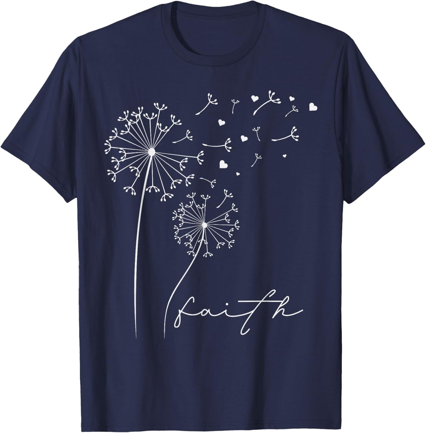 Faith Dandelion Spring Themed Christian Nature , black T-Shirt - T-Shirt | Navy