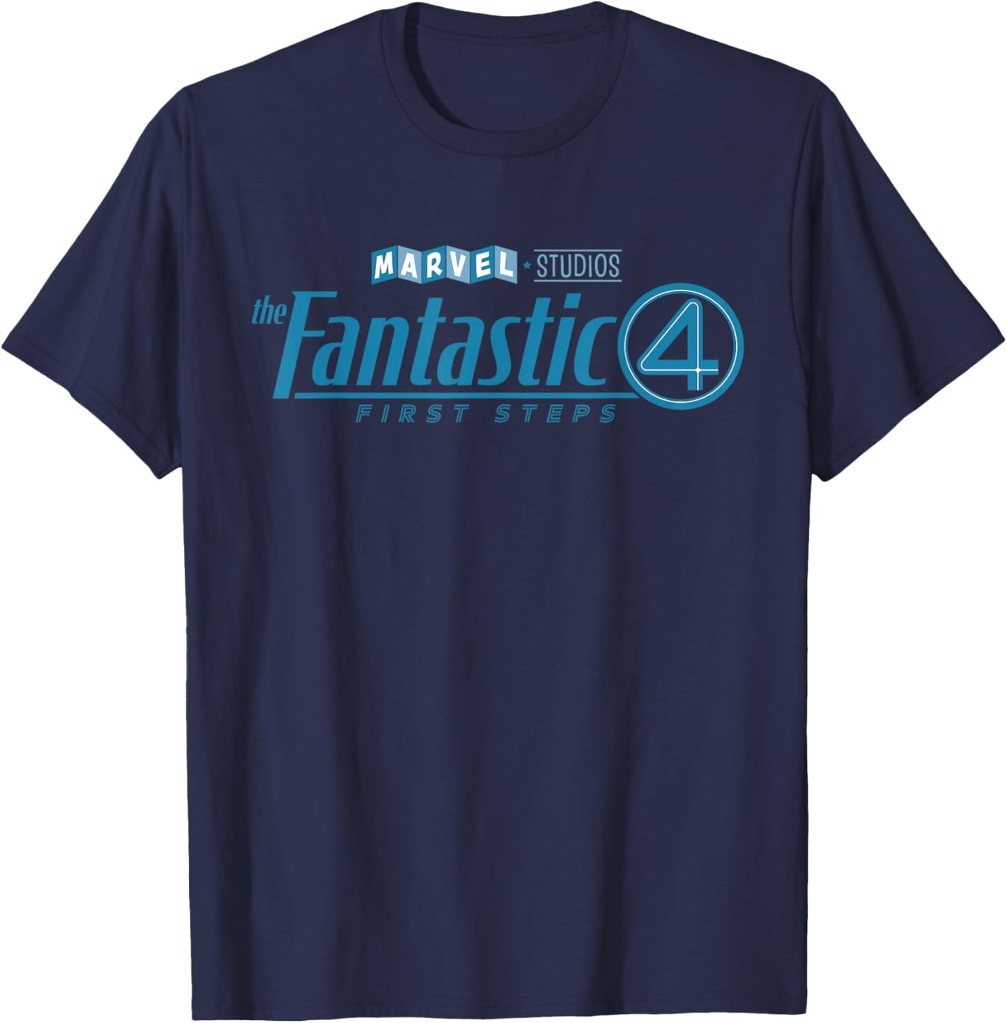 Marvel Studios The Fantastic Four: First Steps Movie Logo , Black, S T-Shirt - T-Shirt | Navy
