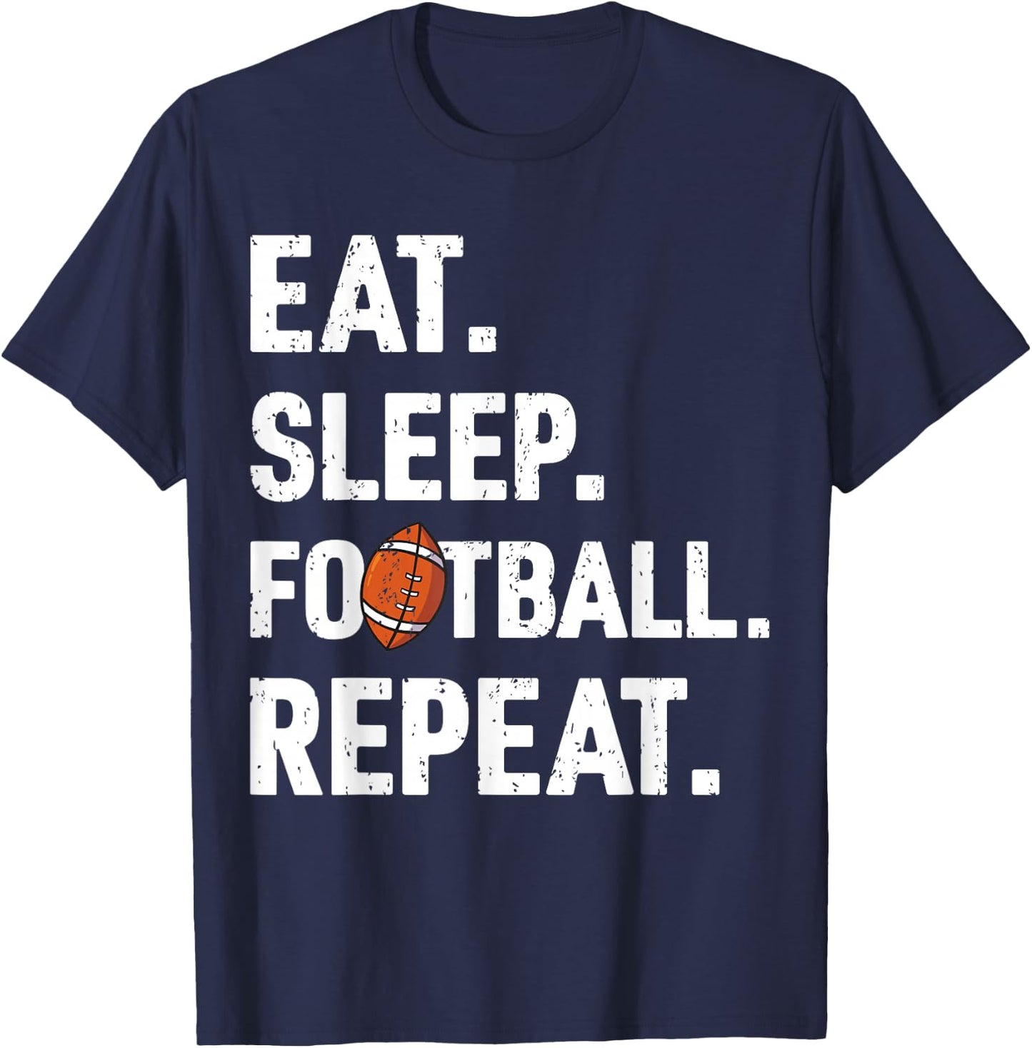 Eat Sleep Football Repeat Vintage Football Player Coach T-Shirt - T-Shirt | Navy