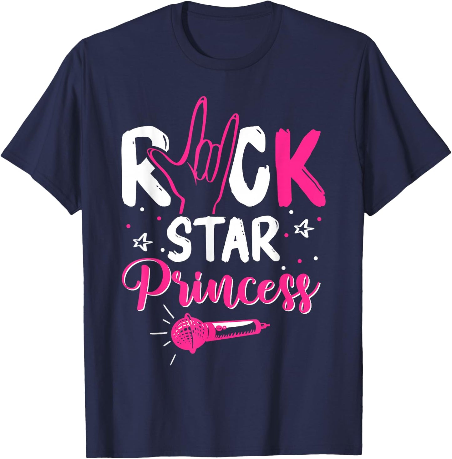 Women's Rockstar Birthday Girl Rock Star Princess Party Music , black T-Shirt - T-Shirt | Navy