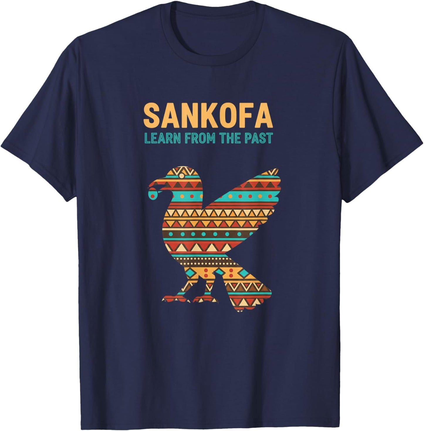 Sankofa Learn from The Past Afrocentric Bird T-Shirt - T-Shirt | Navy
