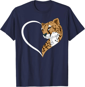 Cheetah Shirts Girls Kids Heart Cute Cheetah T-Shirt - T-Shirt | Navy