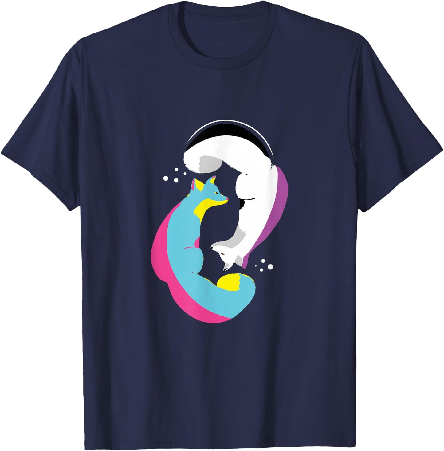 Yin Yang Foxes Panromantic Demisexuality Demipansexual Flag T-Shirt - T-Shirt | Navy