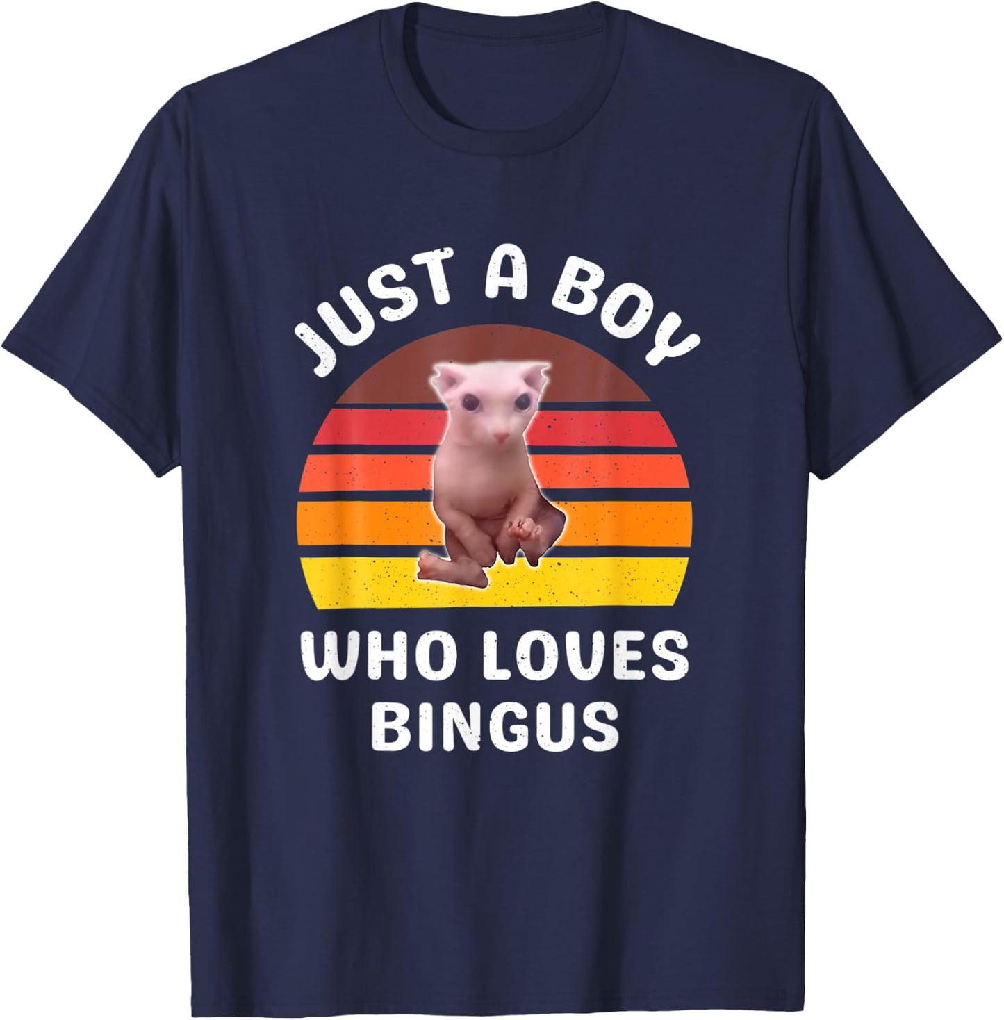 Just A Boy Who Loves Bingus Funny Hairless Sphynx Cat T-Shirt - T-Shirt | Navy