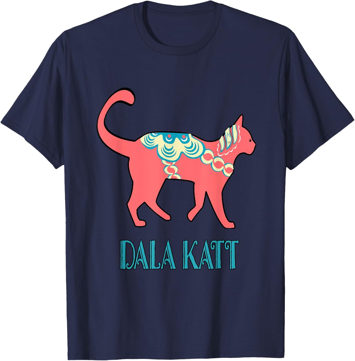 Swedish Dala Cat Dalecarlian Horse Kitty Katt Cat Nordic T-Shirt - T-Shirt | Navy