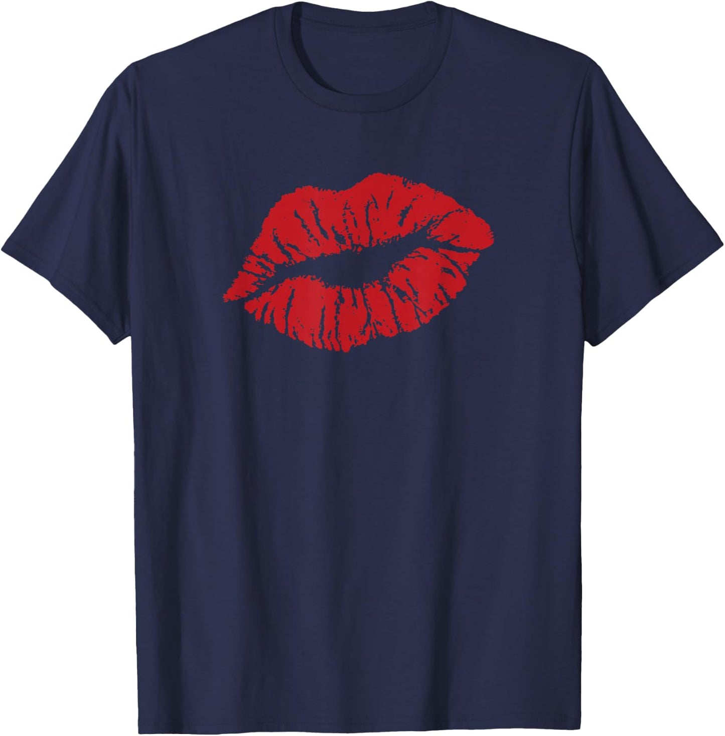 Red Lips Lipstick Kiss T-Shirt - T-Shirt | Navy