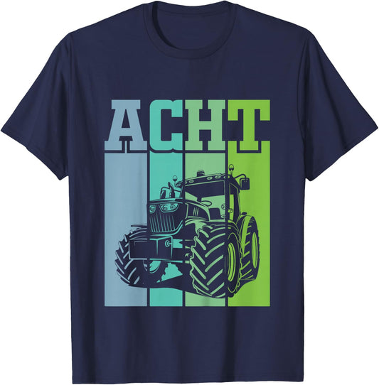 Children's Birthday 8 Years 8th Birthday Tractor , black T-Shirt - T-Shirt | Navy