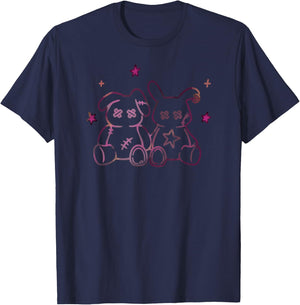 Harajuku Y2K Creepy Pastel Goth Doll Bunnies T-Shirt - T-Shirt | Navy