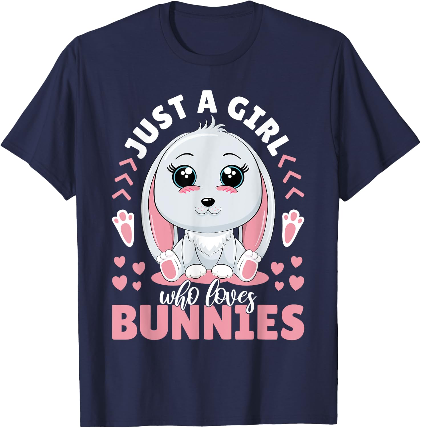 Just A Girl Who Loves Bunnies Women Rabbit Lover Cute Bunny T-Shirt - T-Shirt | Navy