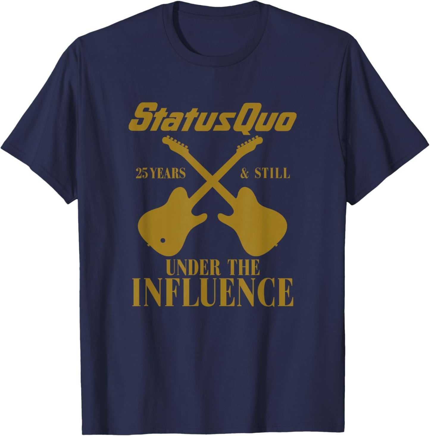 Status Quo – Influence Guitars Black , Black, S T-Shirt - T-Shirt | Navy