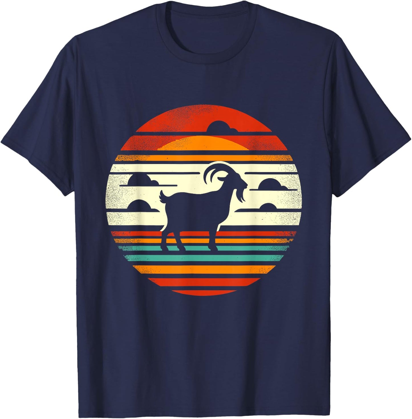 Retro Sunset Goat T-Shirt - T-Shirt | Navy