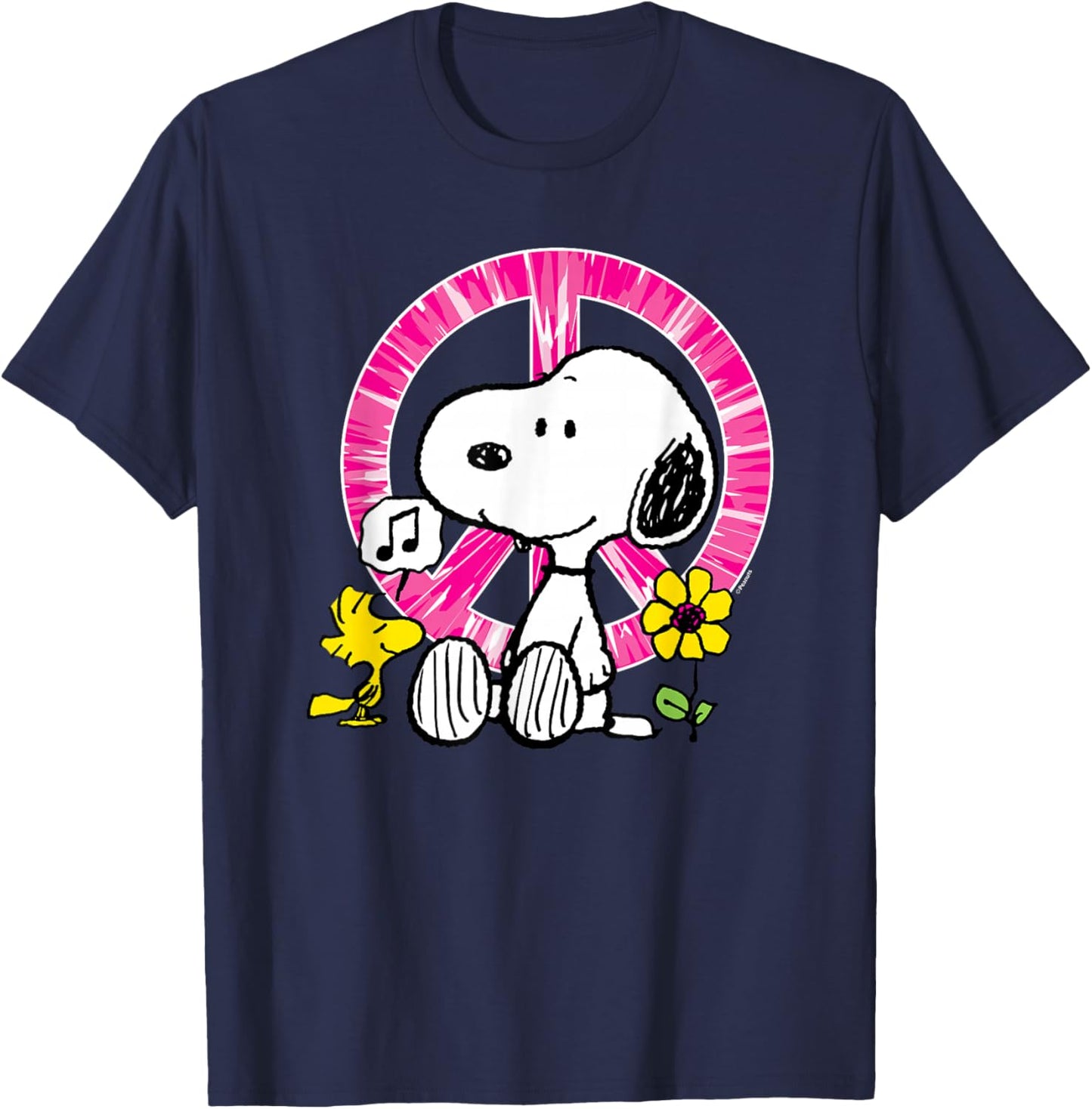 Peanuts Snoopy Woodstock Peace Shield , black T-Shirt - T-Shirt | Navy