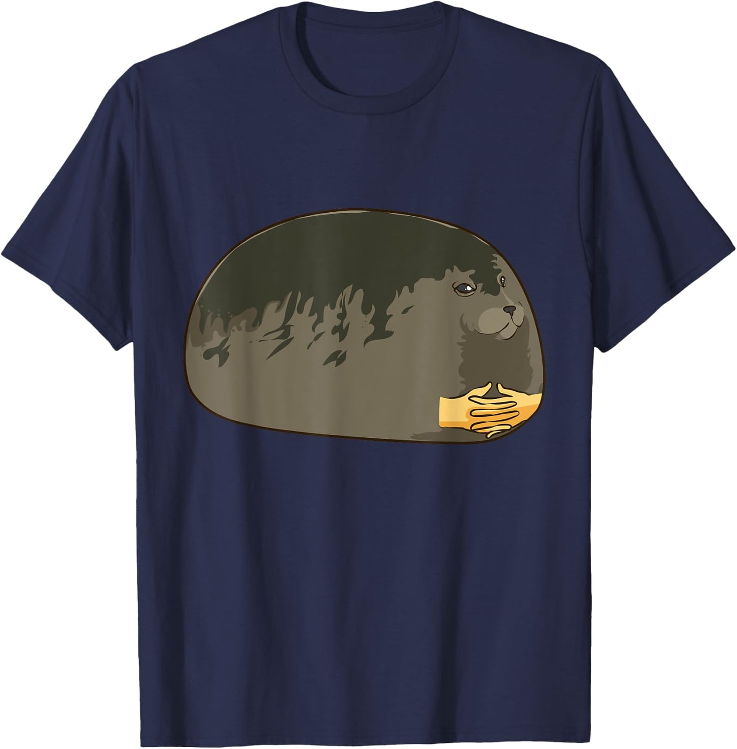 Seal With Hands Crossed Meme Cute Chubby Seal Dank Meme T-Shirt - T-Shirt | Navy