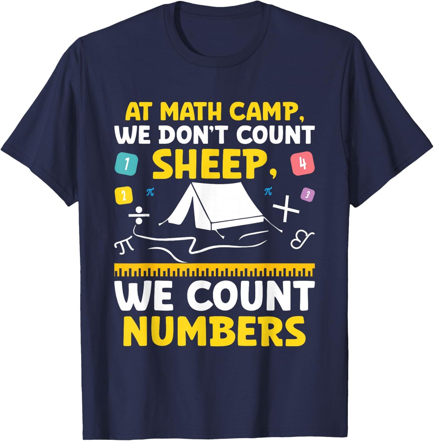 Math Camp Math Camper Mathematician Camping Mathematics T-Shirt - T-Shirt | Navy
