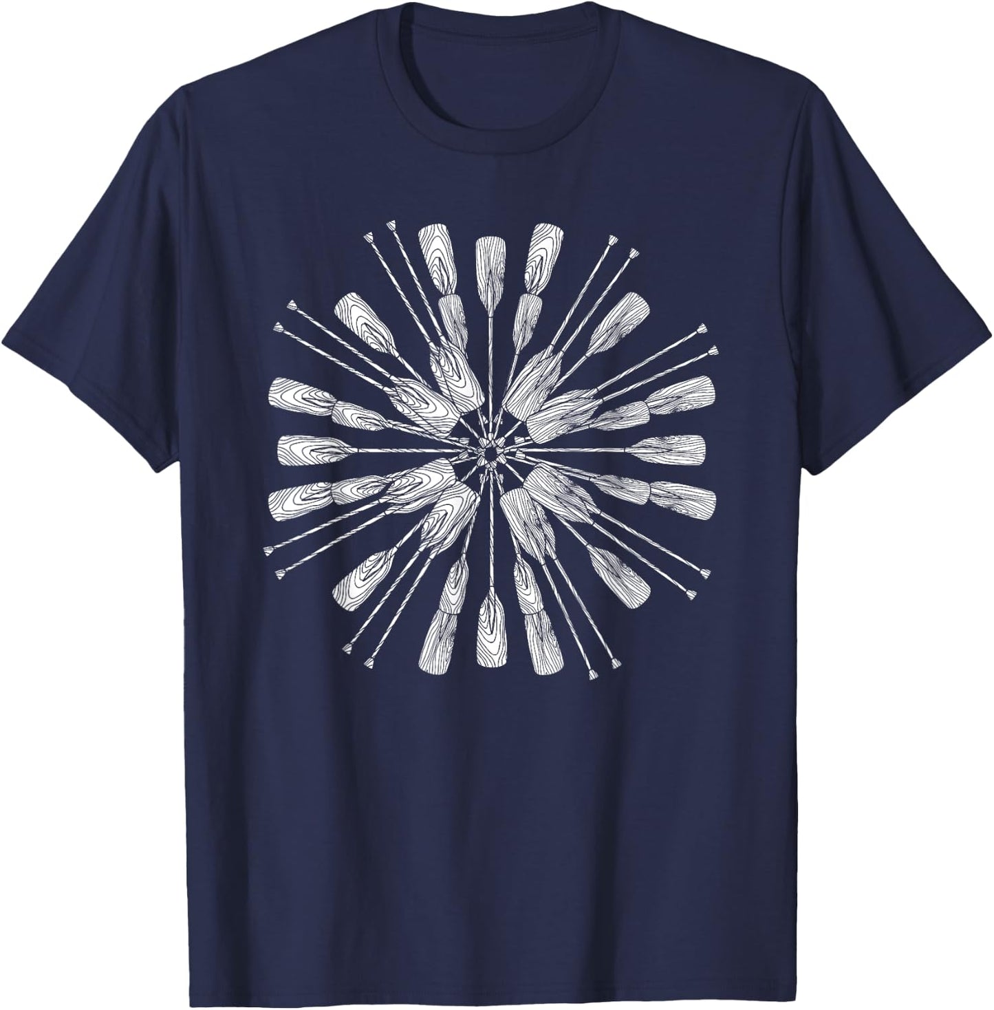 Oar Mandala - Kayak Canoe & Boating Art Design T-Shirt - T-Shirt | Navy